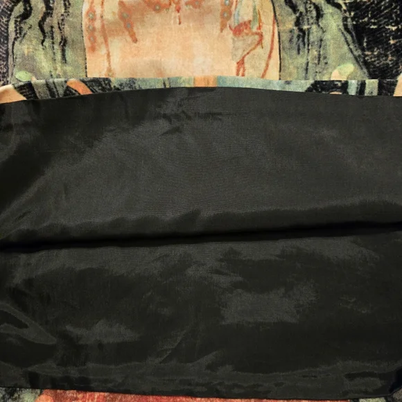 Vivienne Tam Vintage 90s Cotton Velvet Buddha Asian Midi Skirt - Picture 5 of 14